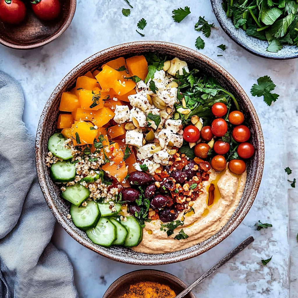 Recipe preparation for Mediterranean bowl recipe