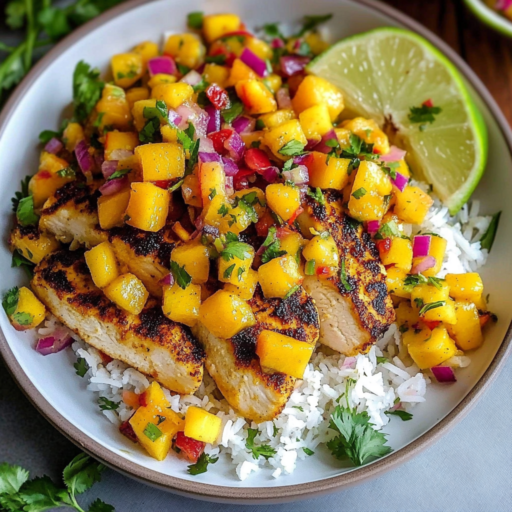 Recipe preparation for Chicken with Mango Salsa