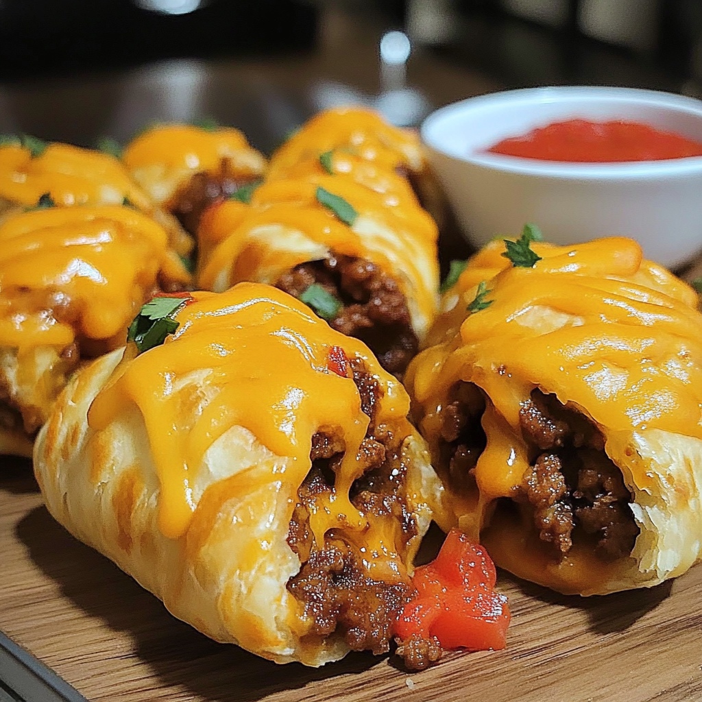 Recipe preparation for Air Fryer Cheesy Taco Bombs