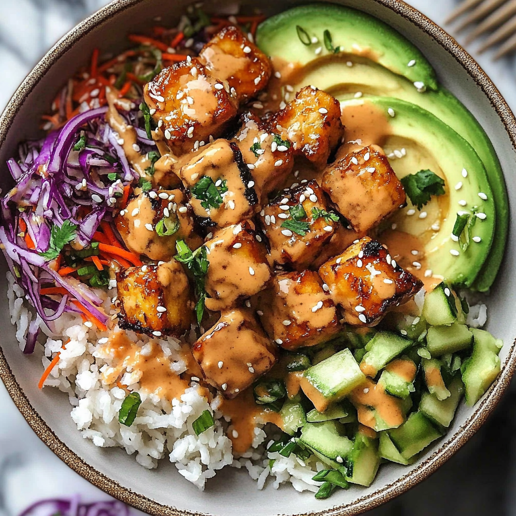 Recipe preparation for Bang Bang Chicken Bowl