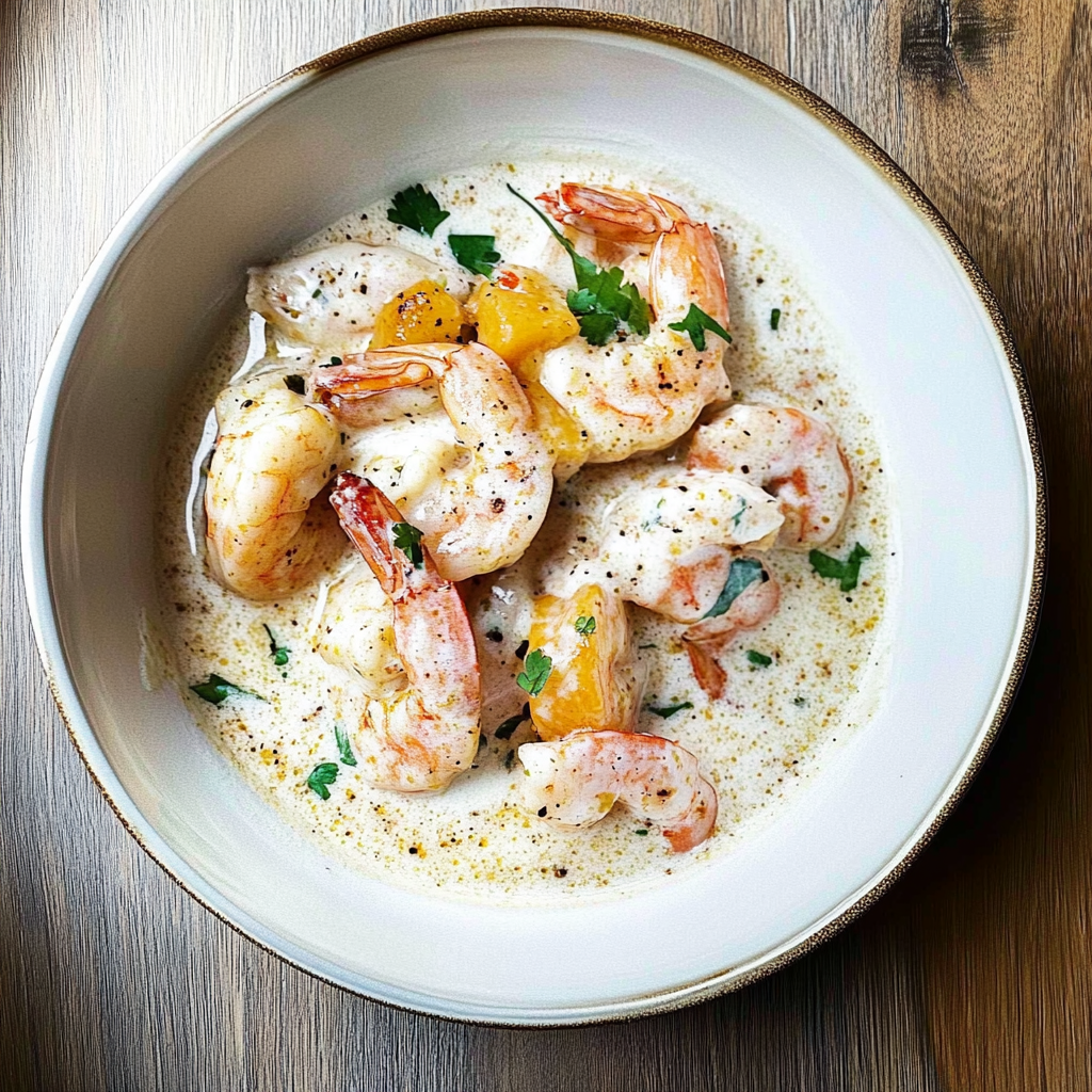 Recipe preparation for Garlic Shrimp in Coconut Milk
