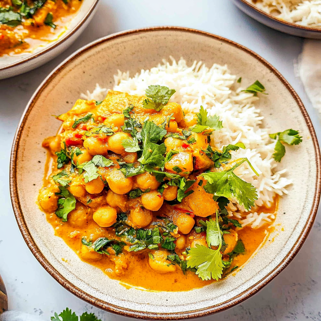Recipe preparation for Creamy Coconut Chickpea Curry