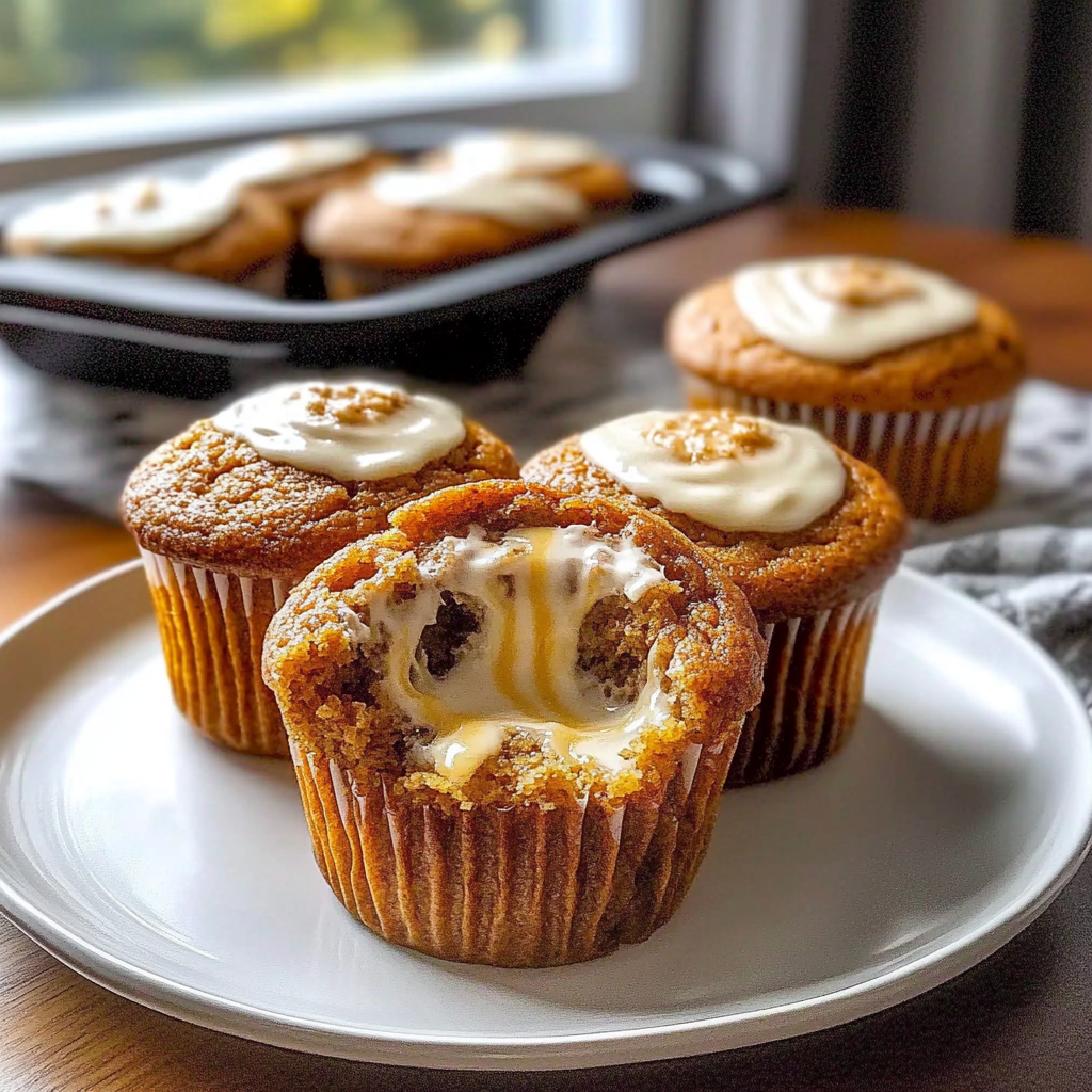 Recipe preparation for Pumpkin Cream Cheese Muffins