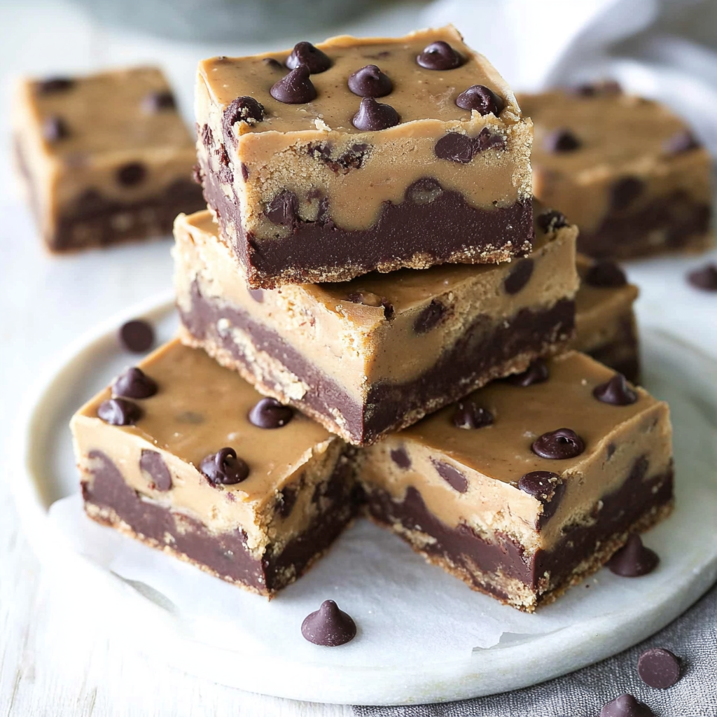 Recipe preparation for No Bake Peanut Butter Chocolate Chip Cookie Dough Bars
