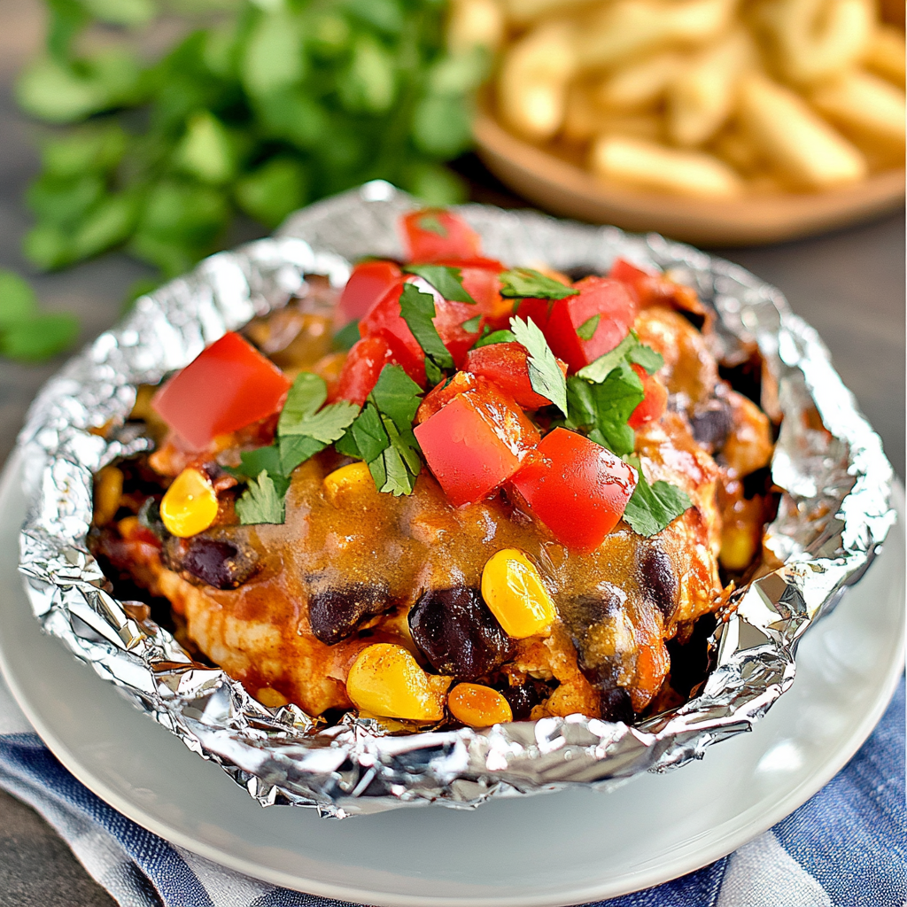 Recipe preparation for Santa Fe Chicken Foil Packets