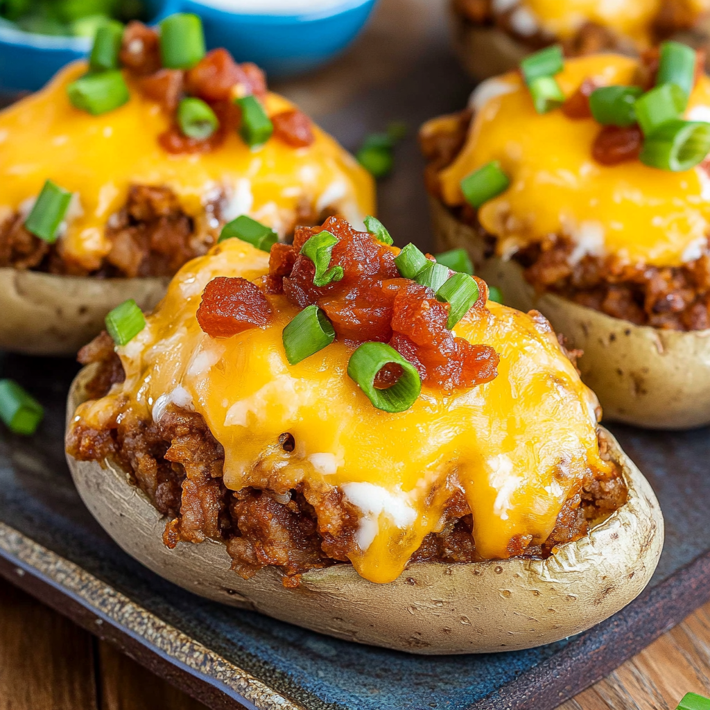 Recipe preparation for Cheesy Taco Potatoes