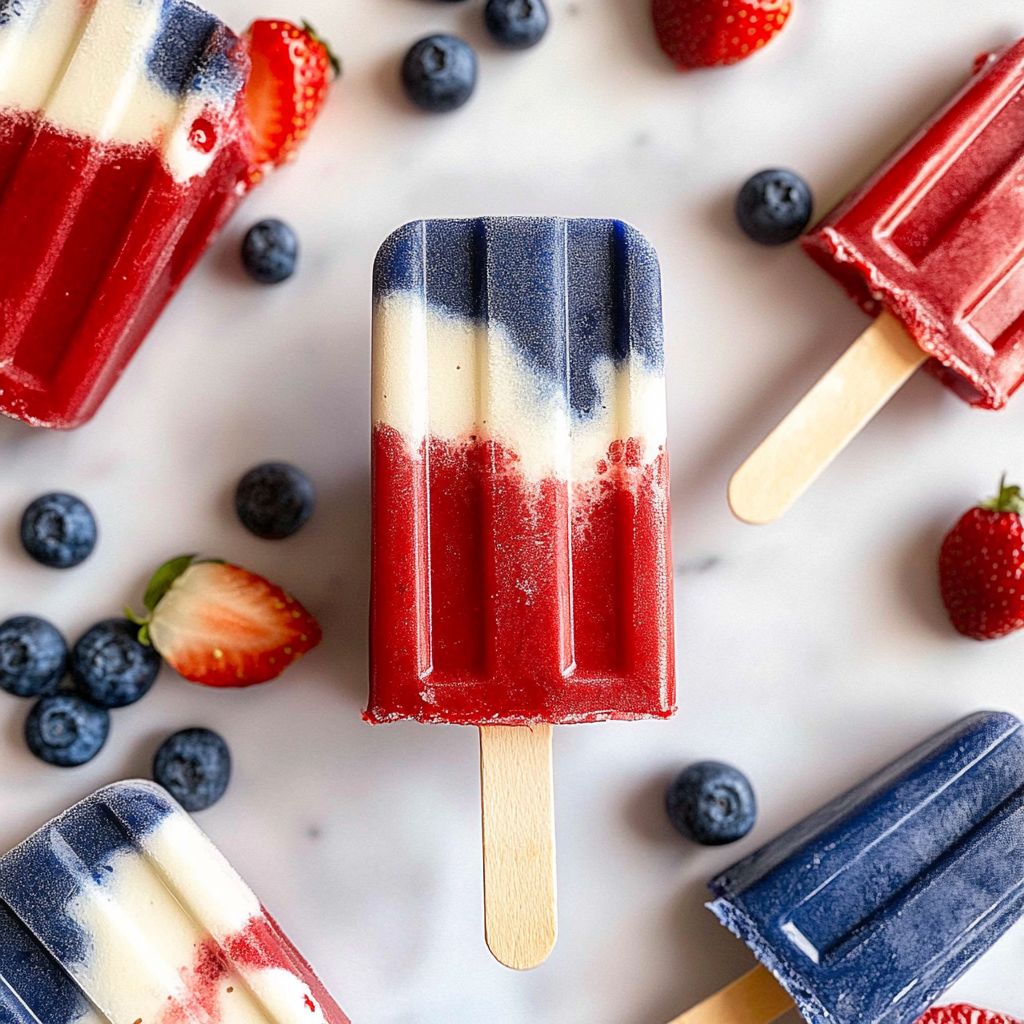 Recipe preparation for Red White and Blue Popsicles