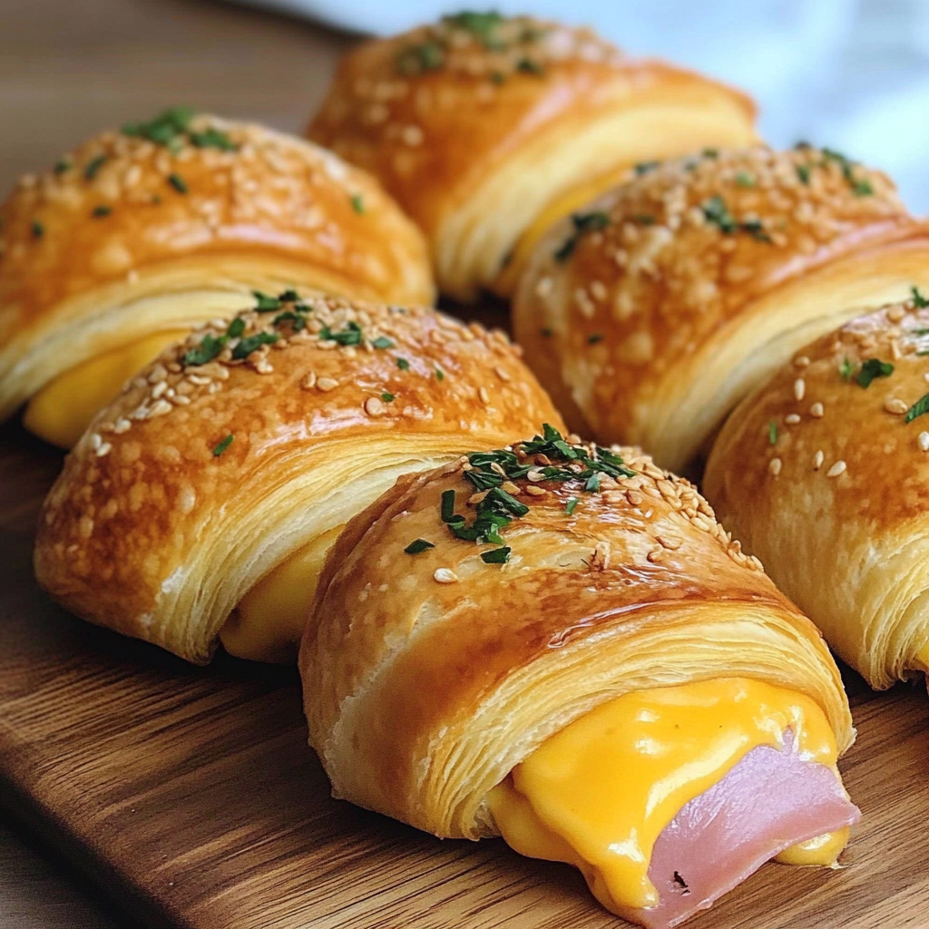 Recipe preparation for Ham And Cheddar Crescent Roll-Ups