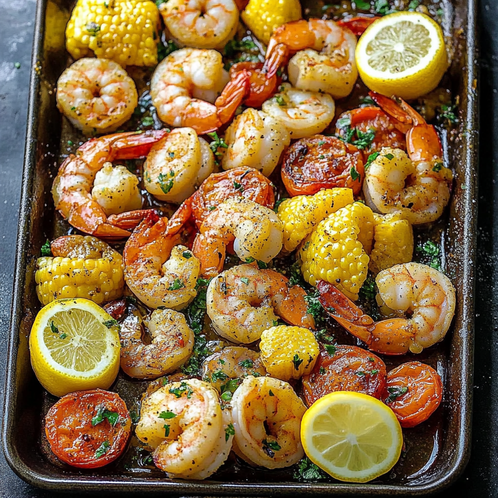 Recipe preparation for Sheet Pan Shrimp Boil