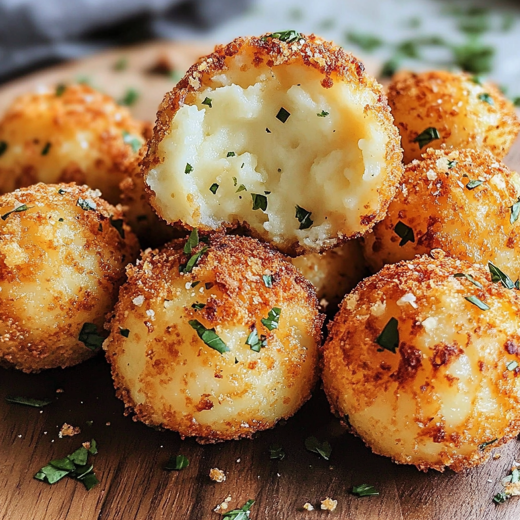 Recipe preparation for Air Fryer Cheesy Mashed Potato Balls
