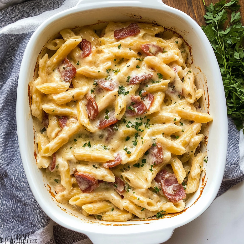 Recipe preparation for Creamy Kielbasa Pasta