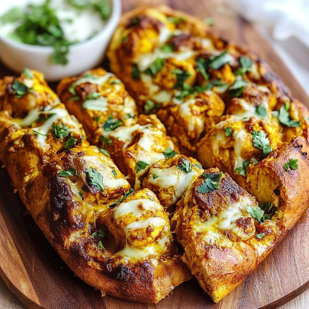 Recipe preparation for Tandoori Chicken Garlic Bread