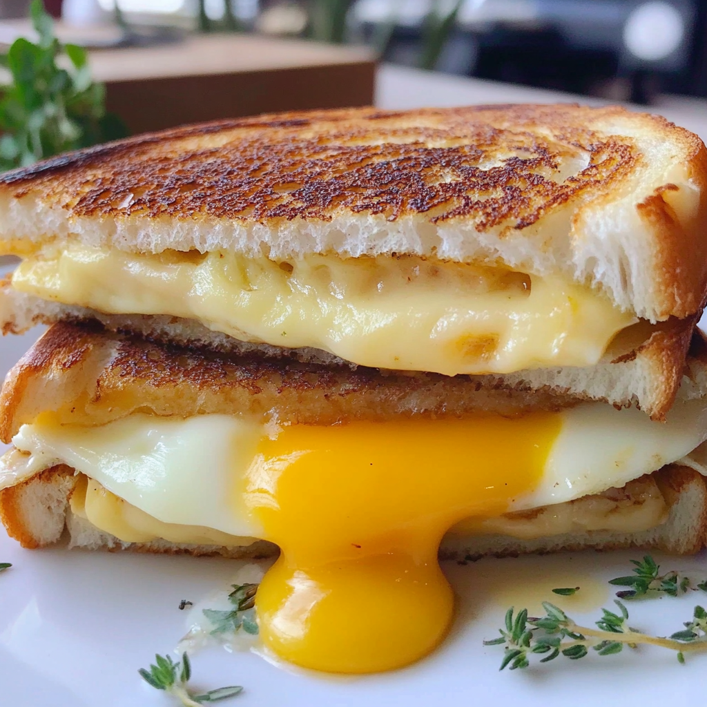 Recipe preparation for Fried Egg Grilled Cheese