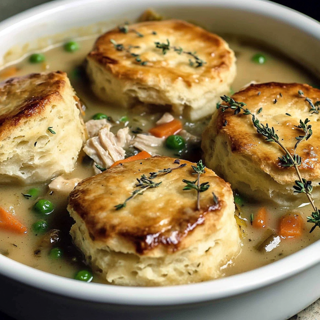 Recipe preparation for Chicken Pot Pie with Biscuits