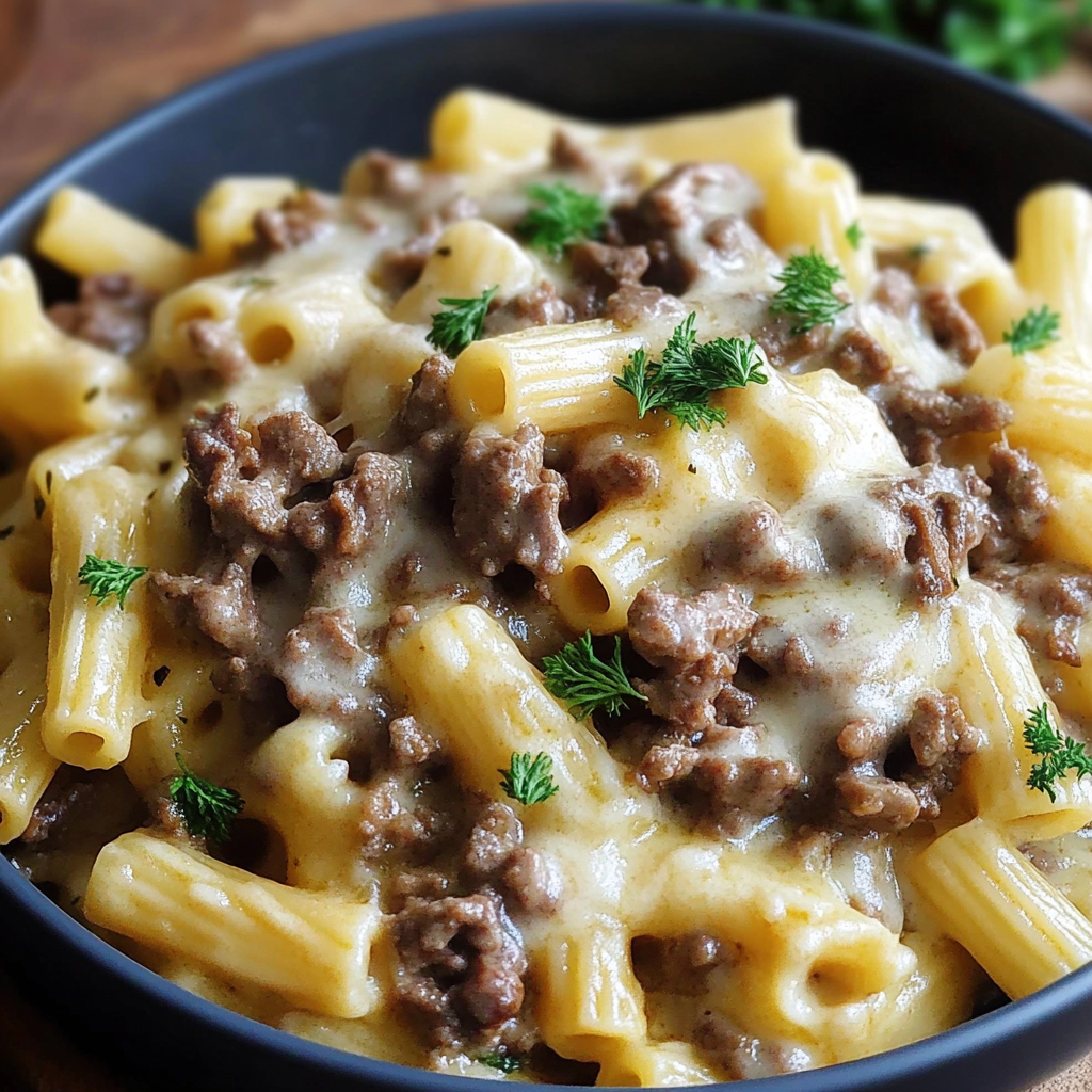 Recipe preparation for Philly Cheesesteak Pasta