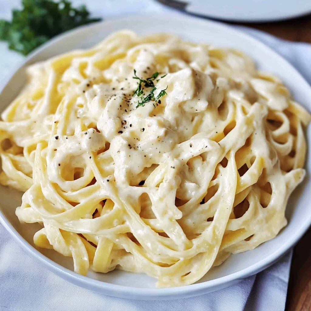 Recipe preparation for Quick Fettuccine Alfredo