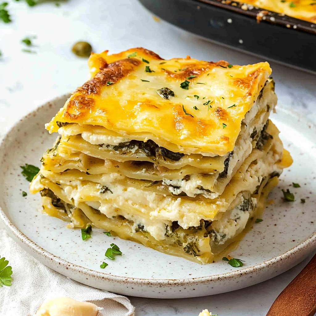 Recipe preparation for Creamy Vegetable Lasagna