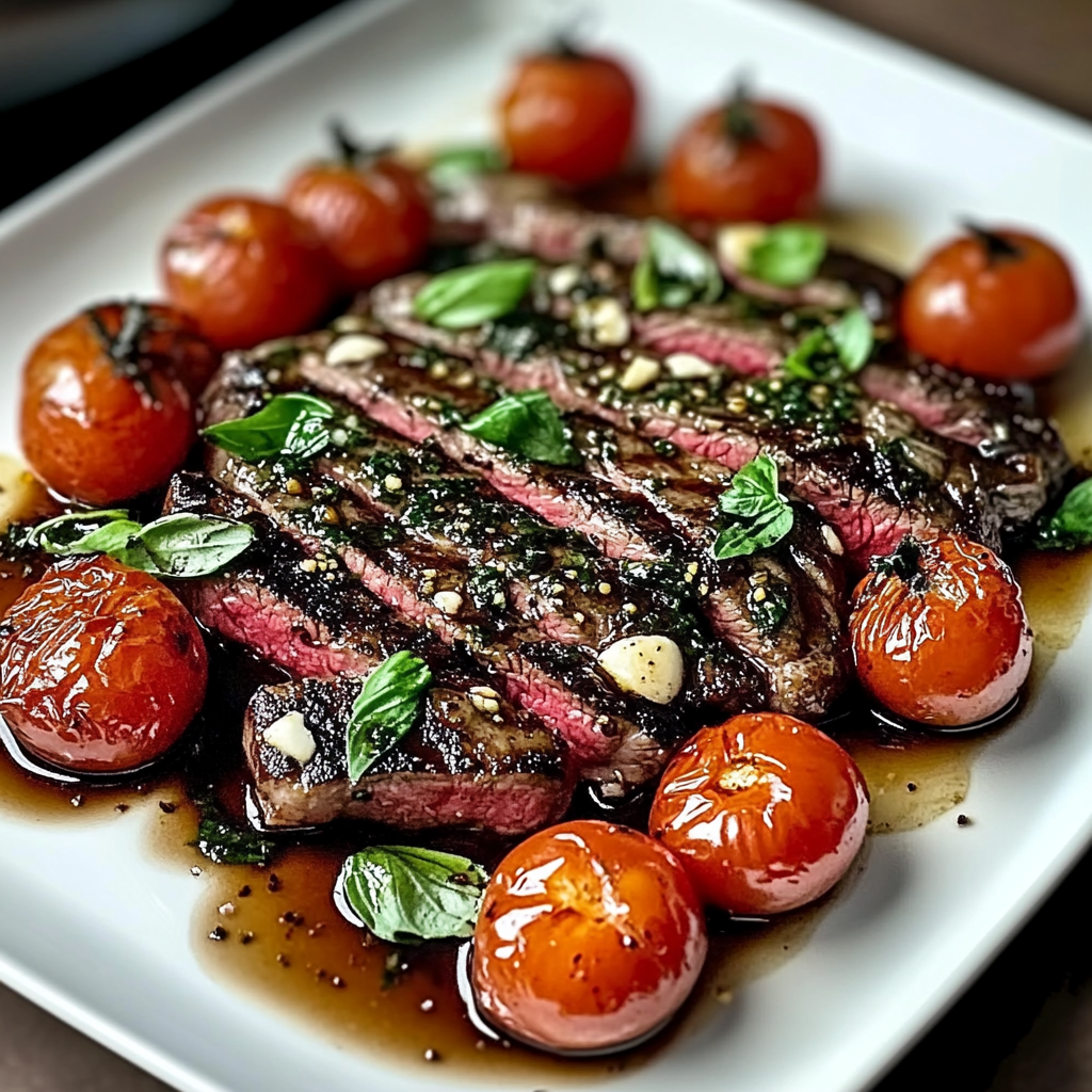 Recipe preparation for Balsamic Caprese Grilled Steak