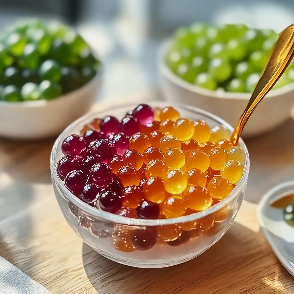 Recipe preparation for Homemade Popping Boba