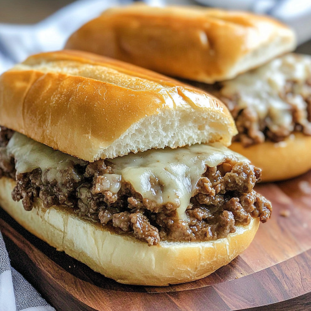 Recipe preparation for Slow Cooker Ground Beef French Dip Sandwiches