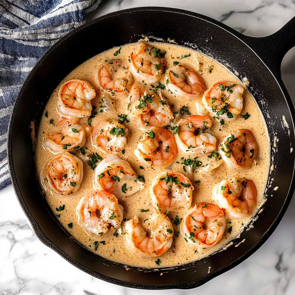 Recipe preparation for Creamy Garlic Shrimp (15 mins)