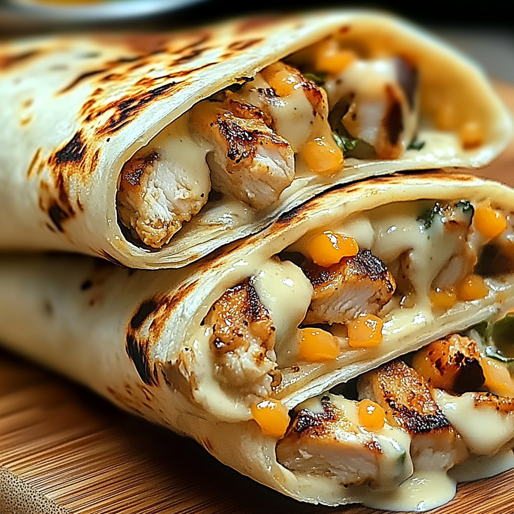 Recipe preparation for Chicken Garlic Chicken Wraps