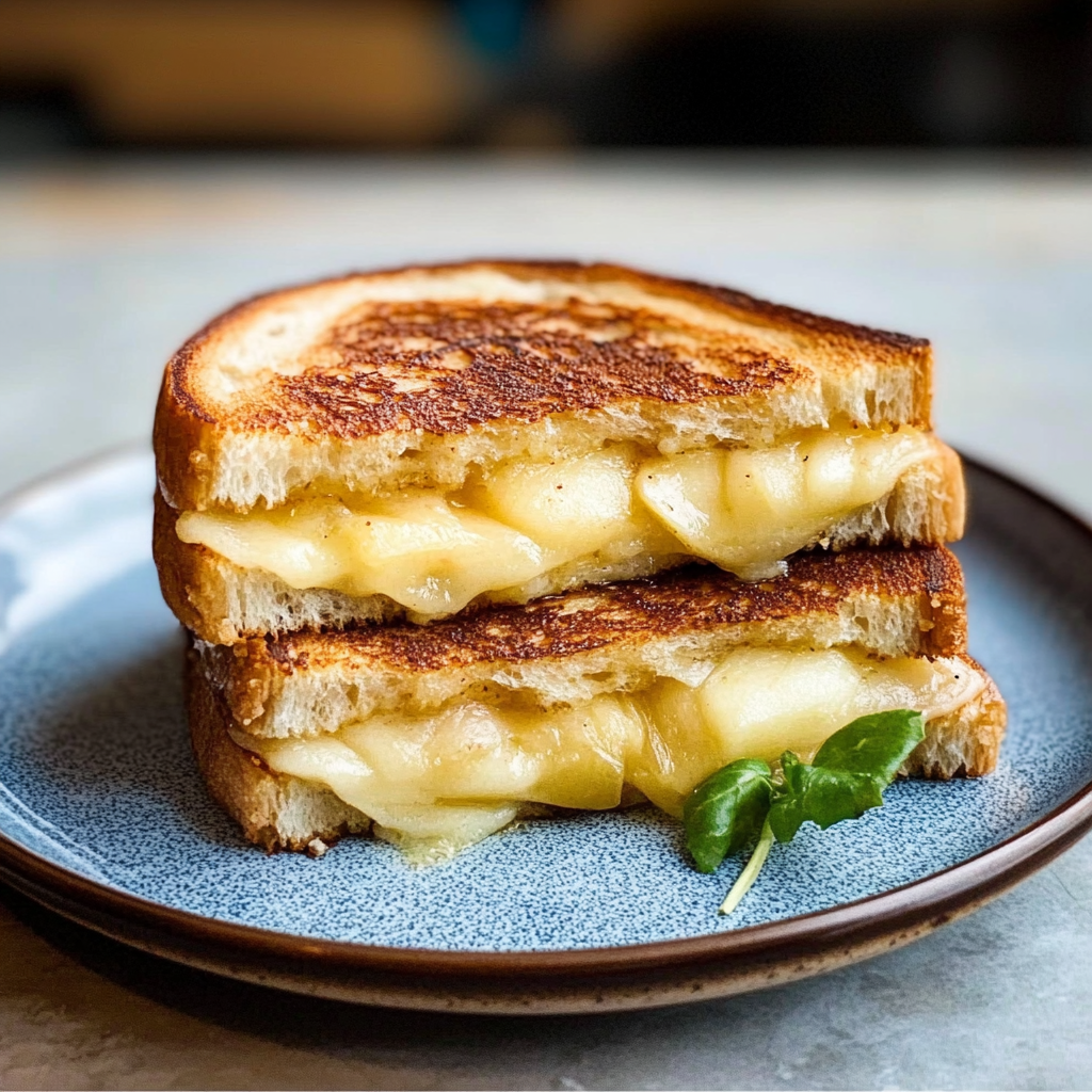 Recipe preparation for Cinnamon Sugar Brie and Apple Grilled Cheese