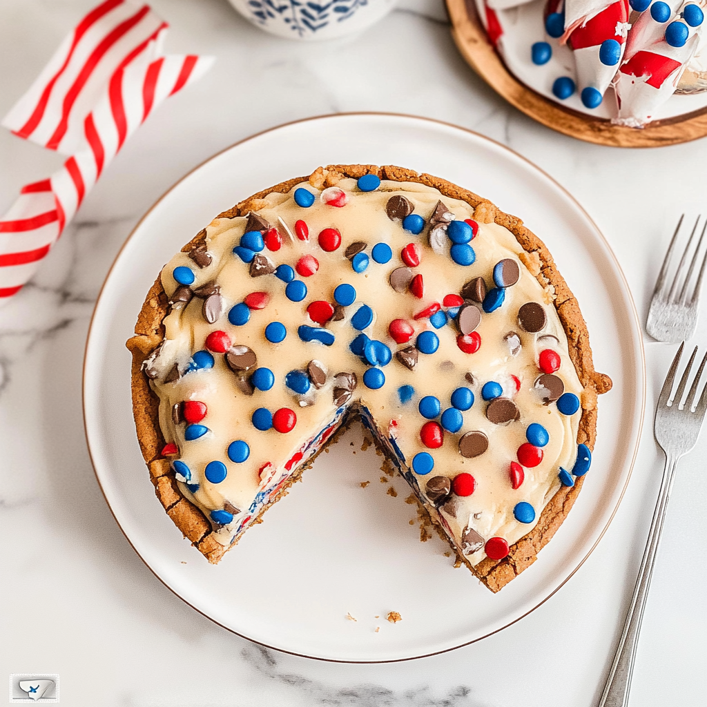 Recipe preparation for Patriotic Chocolate Chip Cookie Pie Recipe
