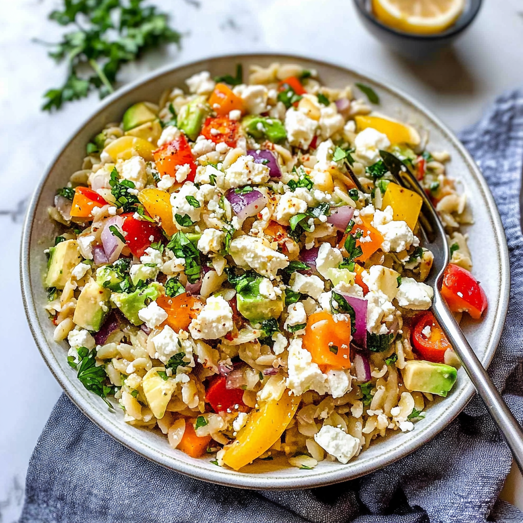 Recipe preparation for Lemon Honey Orzo With Feta