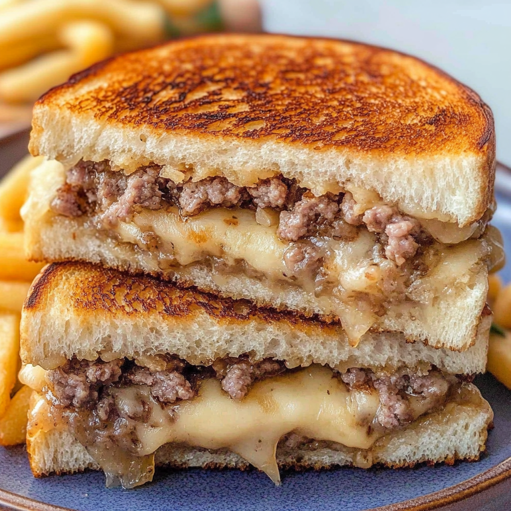 Recipe preparation for French Onion Patty Melt