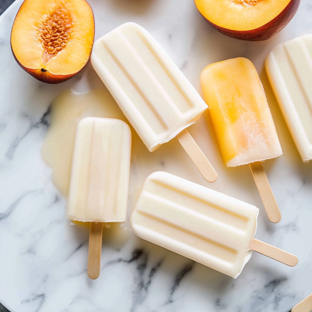 Recipe preparation for Coconut Peach Popsicles