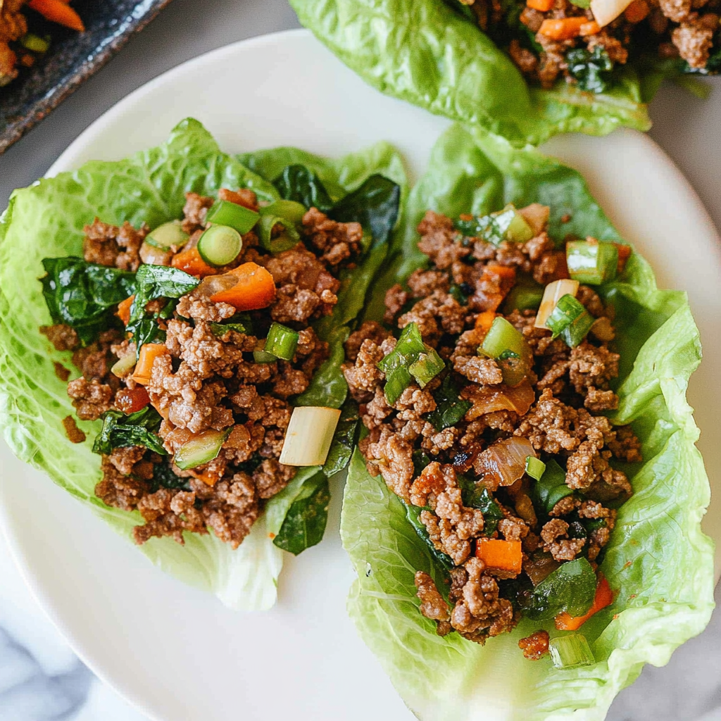Recipe preparation for Ground Beef Lettuce Wraps