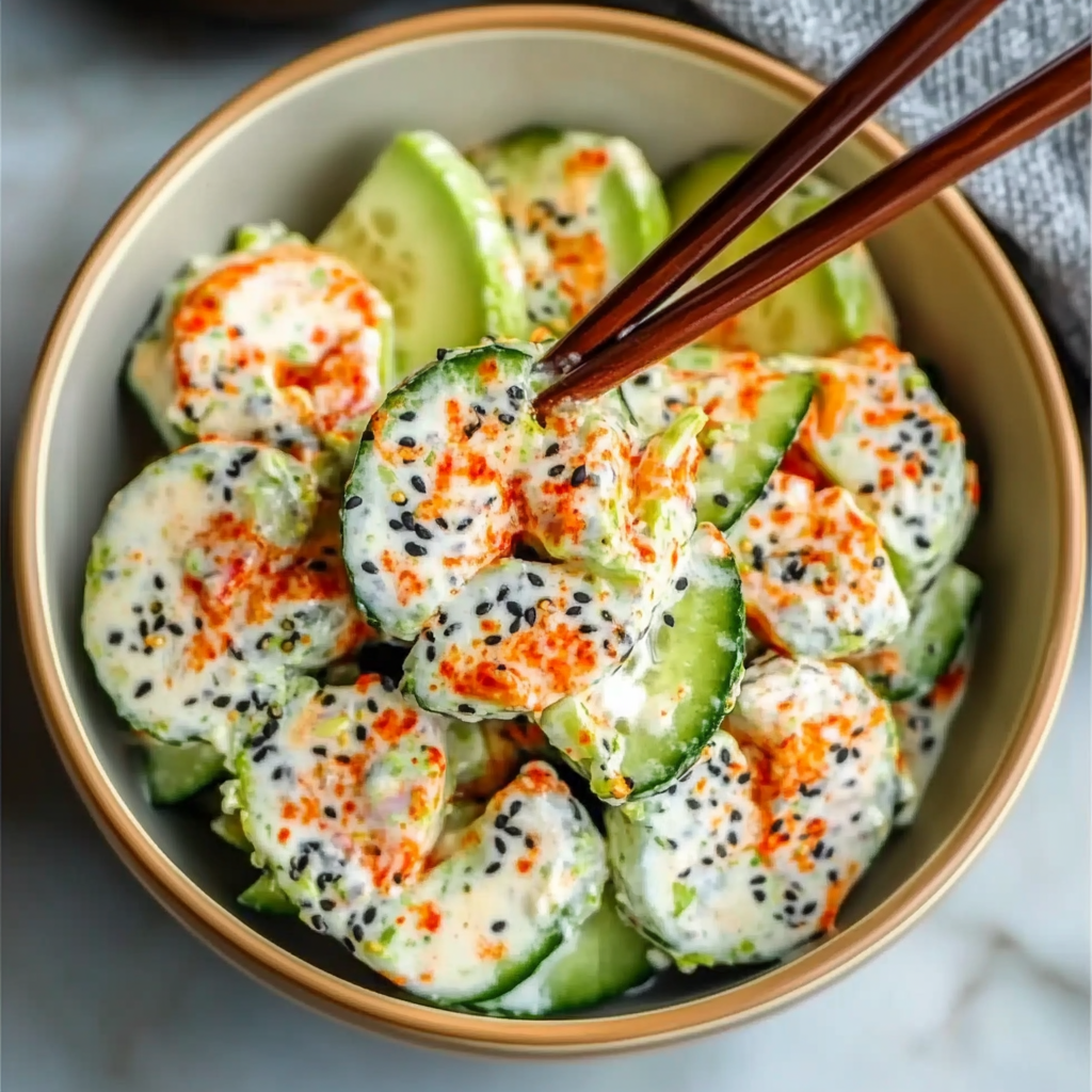 Recipe preparation for California Roll Cucumber Salad