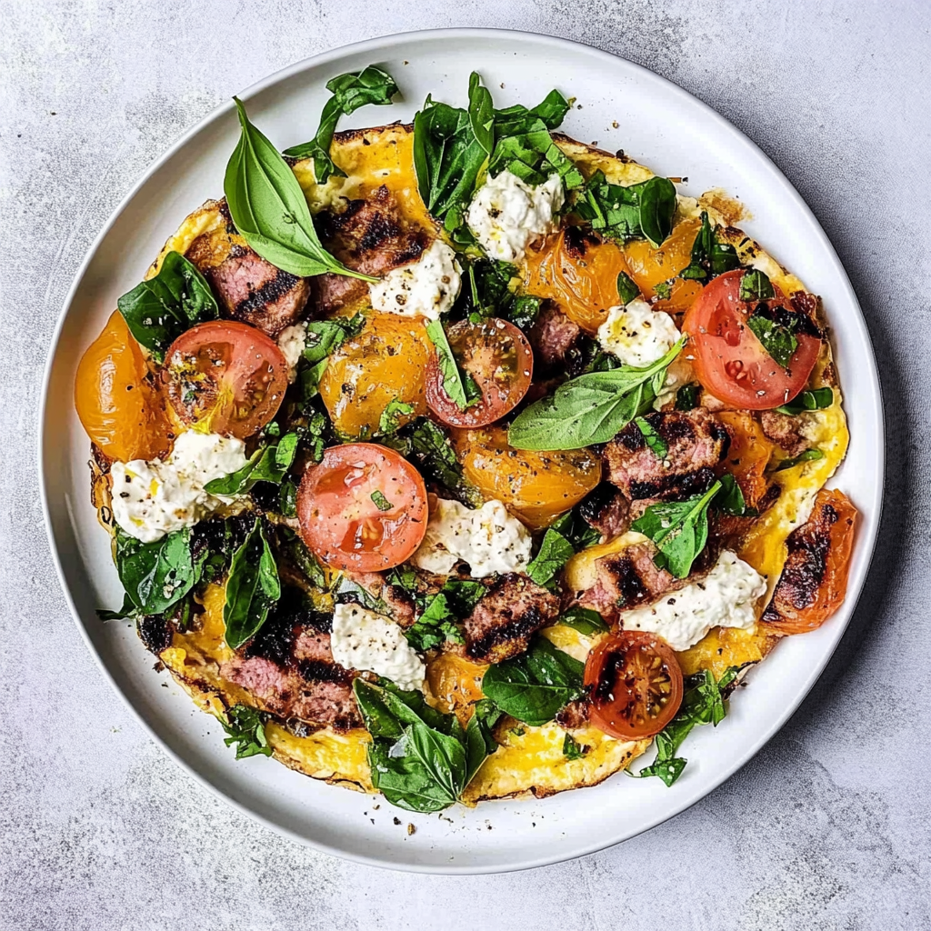 Recipe preparation for Sausage Tomato Cheese Omelet