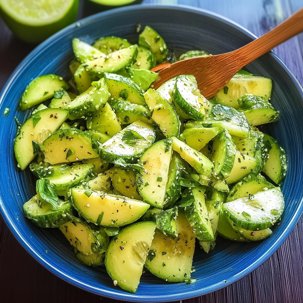 Recipe preparation for Avocado Cucumber Salad Recipe