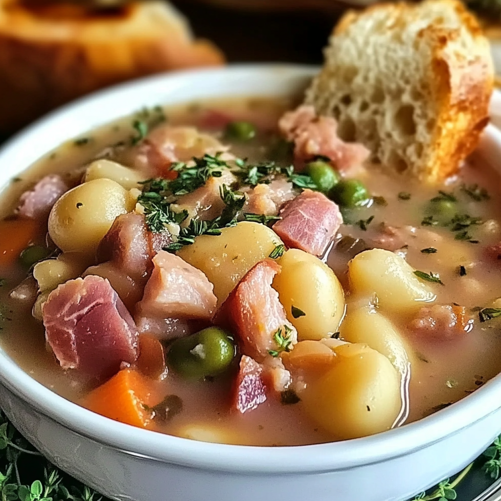 Recipe preparation for Crockpot Ham, Green Beans and Potatoes