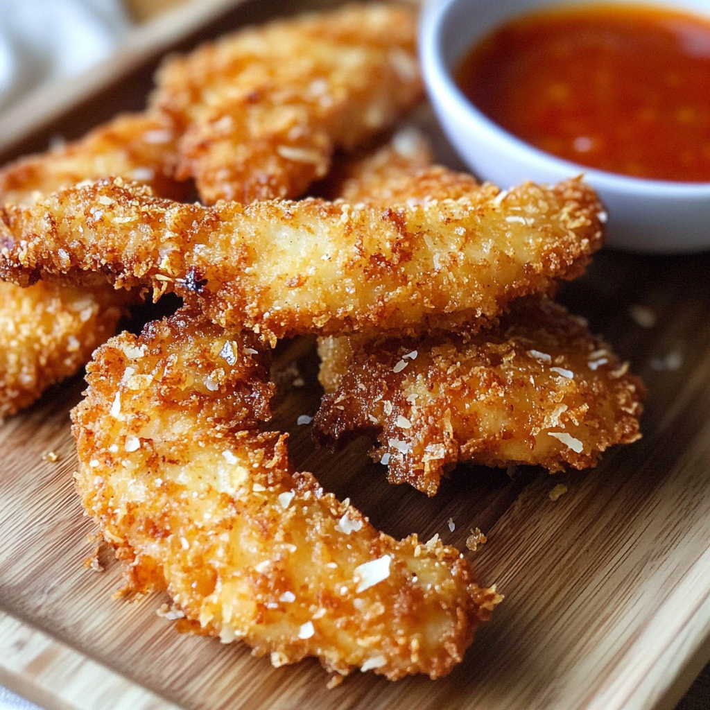 Recipe preparation for Crispy Coconut Chicken Strips