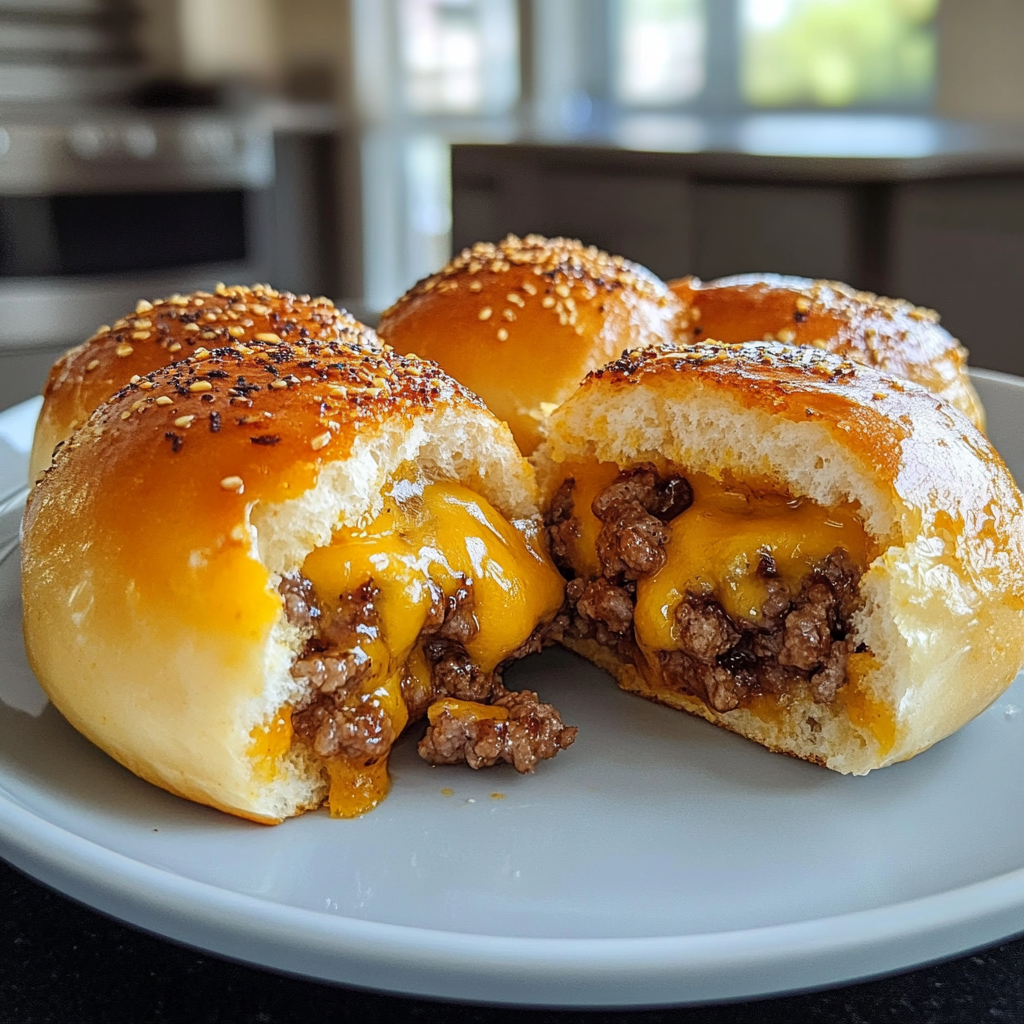 Recipe preparation for Garlic Parmesan Cheeseburger Bombs