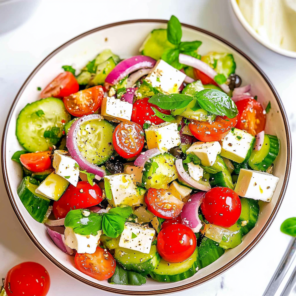 Recipe preparation for Keto Greek Cucumber Salad