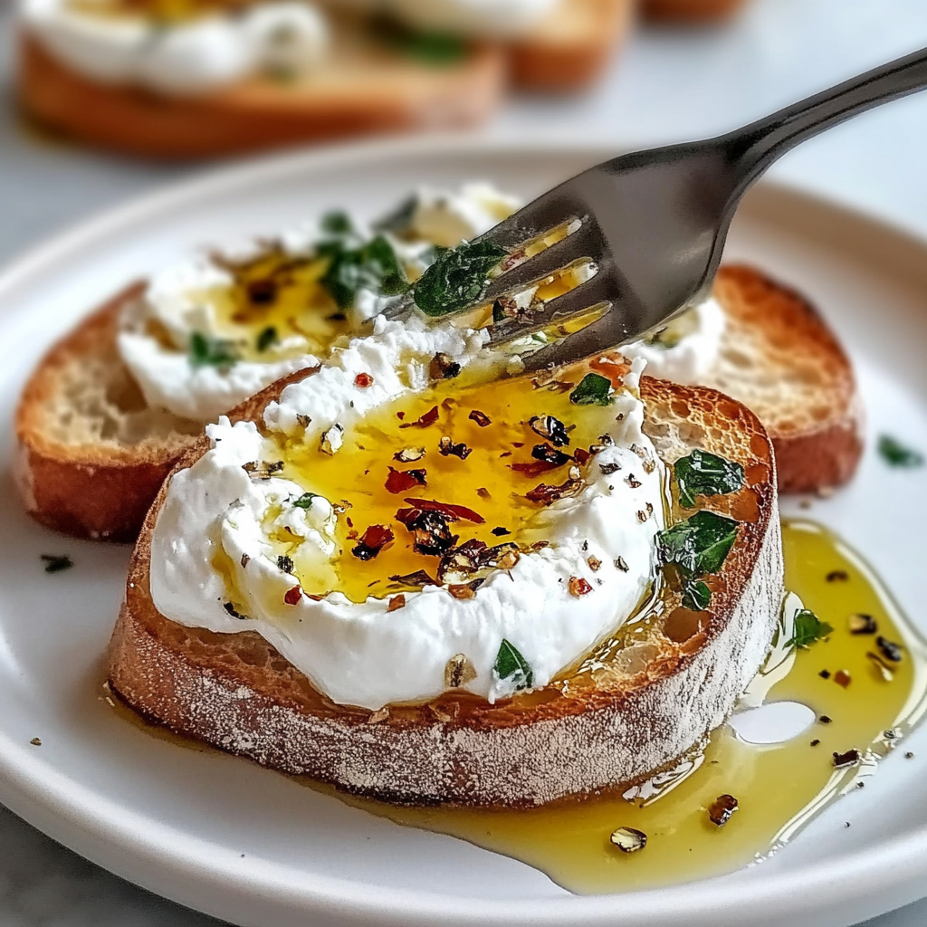 Recipe preparation for Burrata Appetizer with Honey