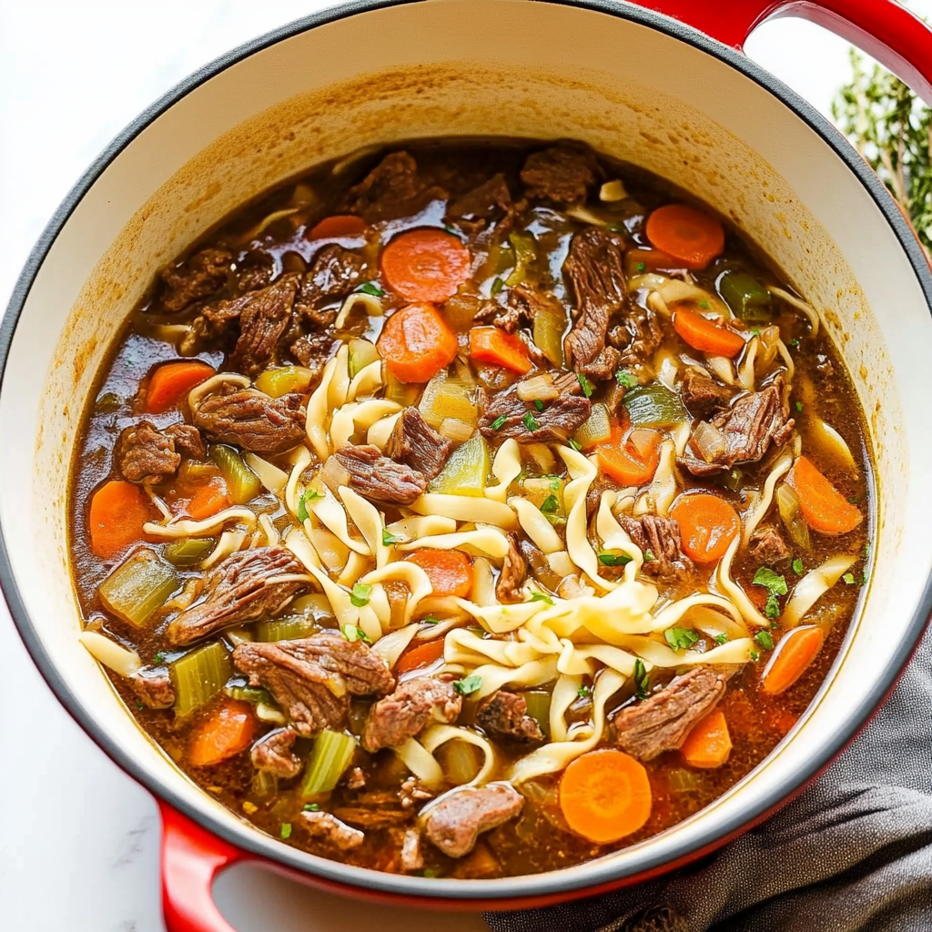Recipe preparation for Vegetable Beef Noodle Soup