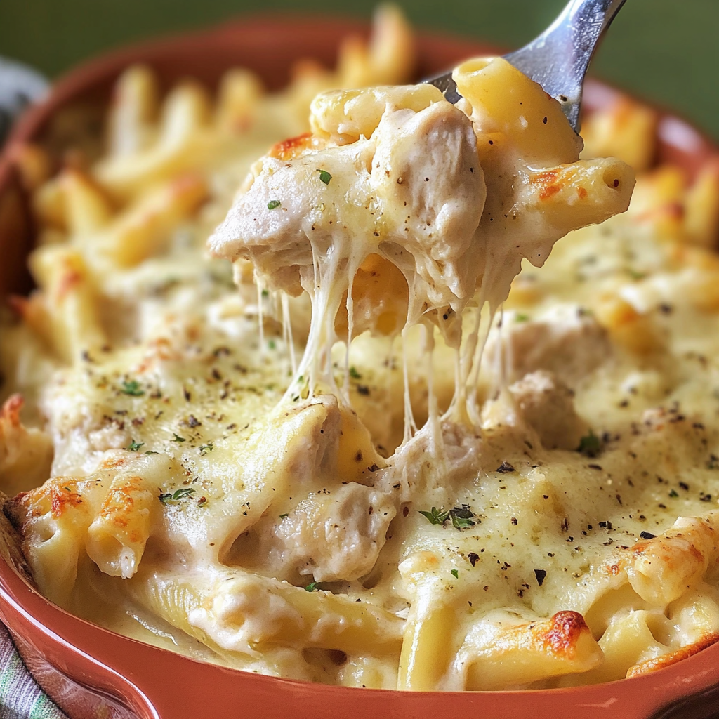 Recipe preparation for Chicken Alfredo Bake