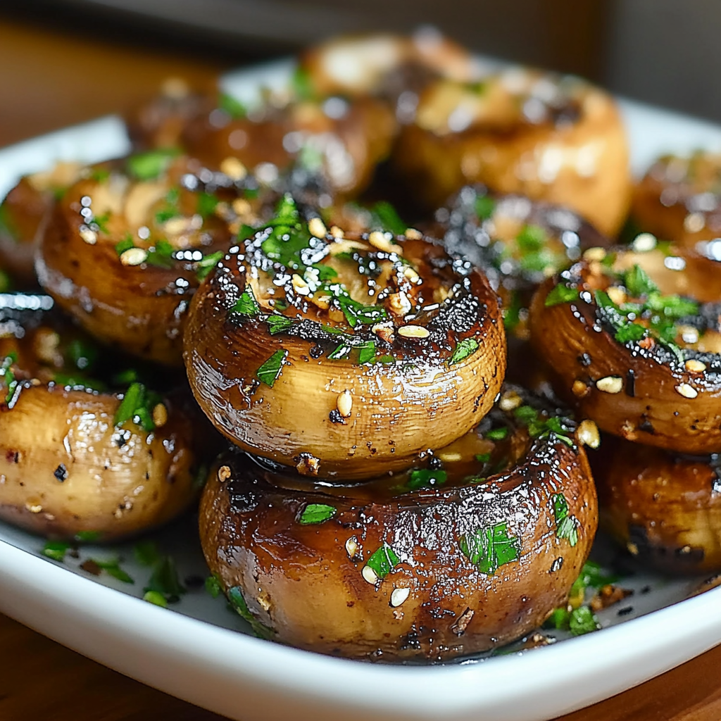 Recipe preparation for Garlic Butter Grilled Mushrooms