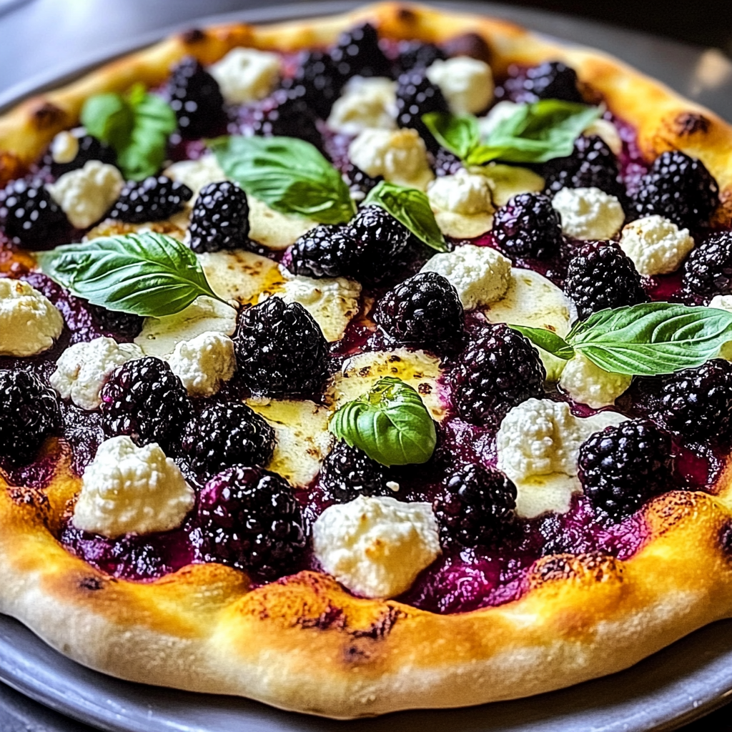 Recipe preparation for Blackberry Ricotta Pizza