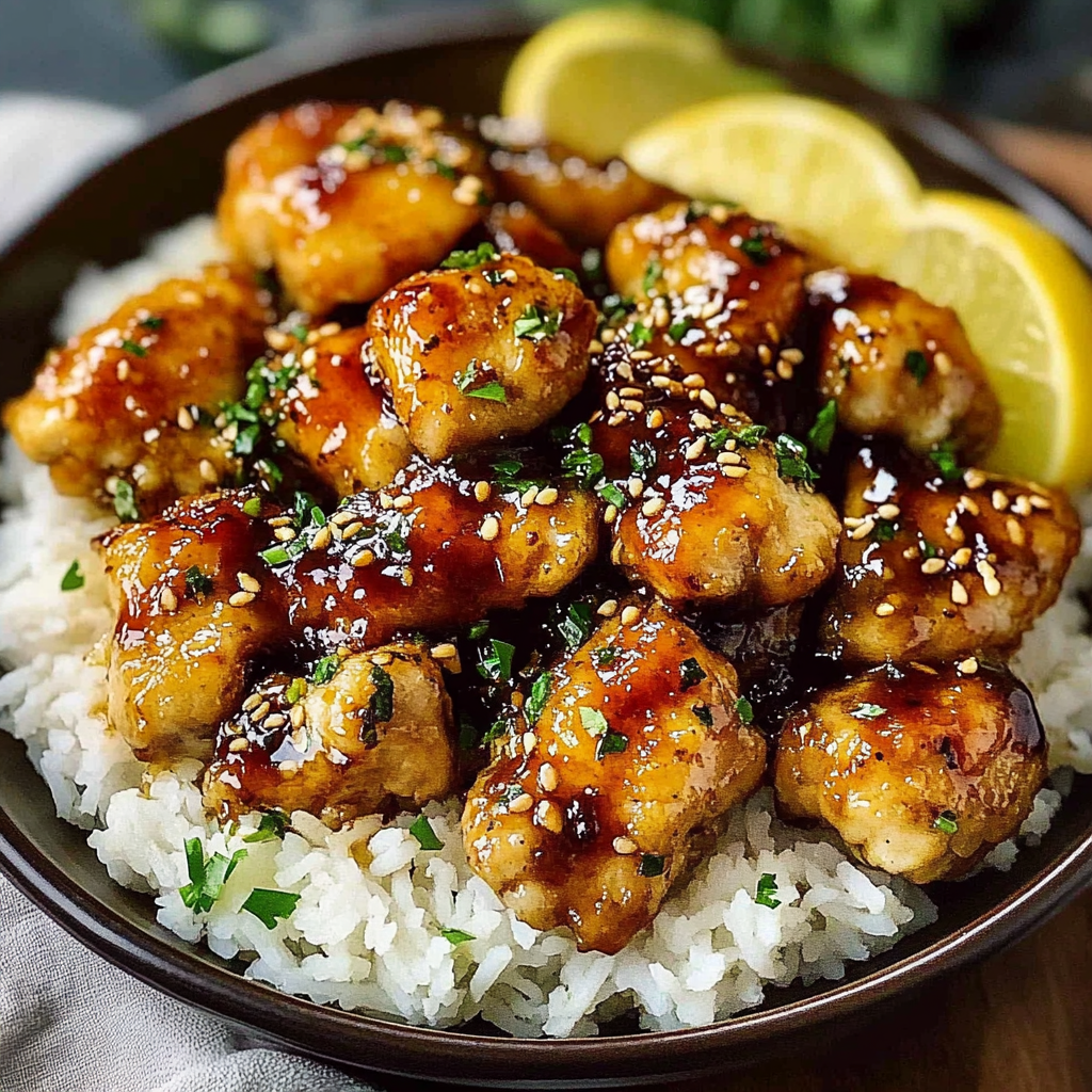 Recipe preparation for Honey Garlic Lemon Chicken