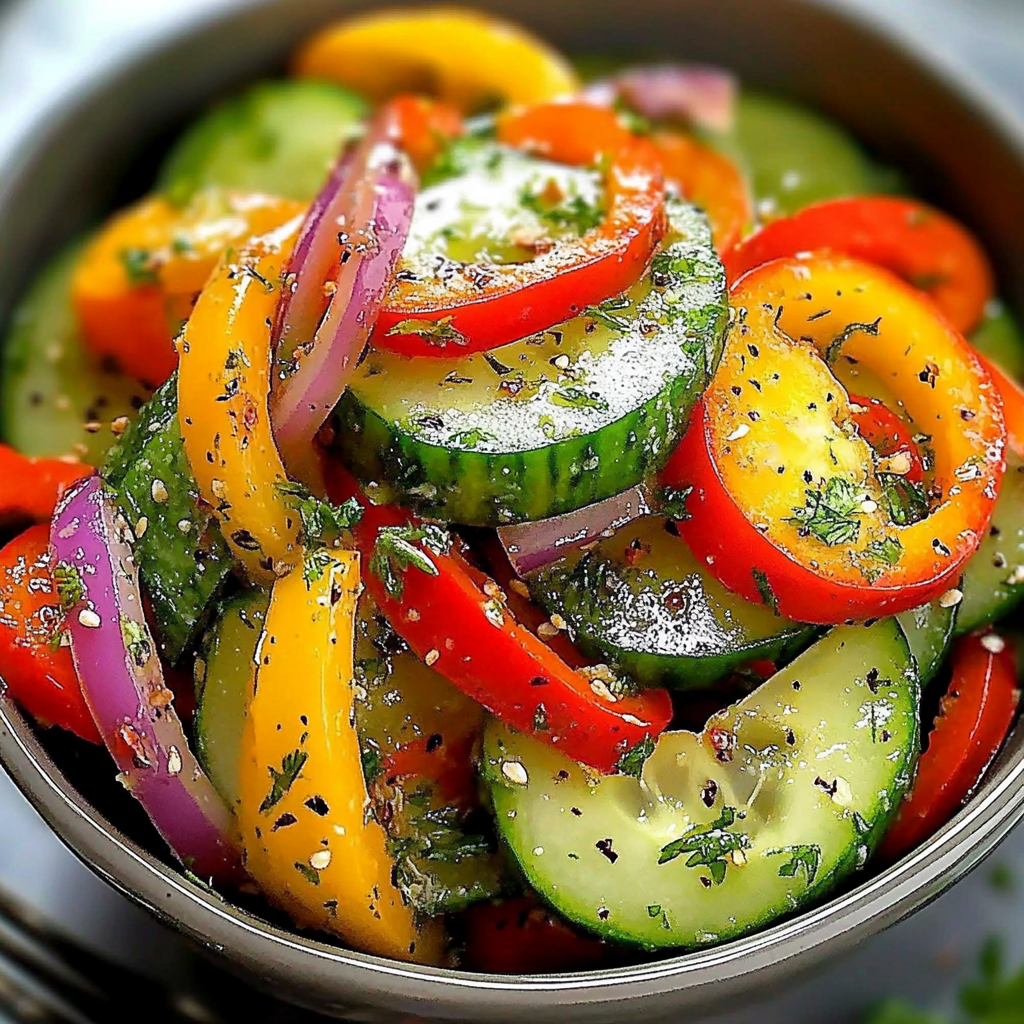Recipe preparation for Fresh Cucumber Sweet Pepper