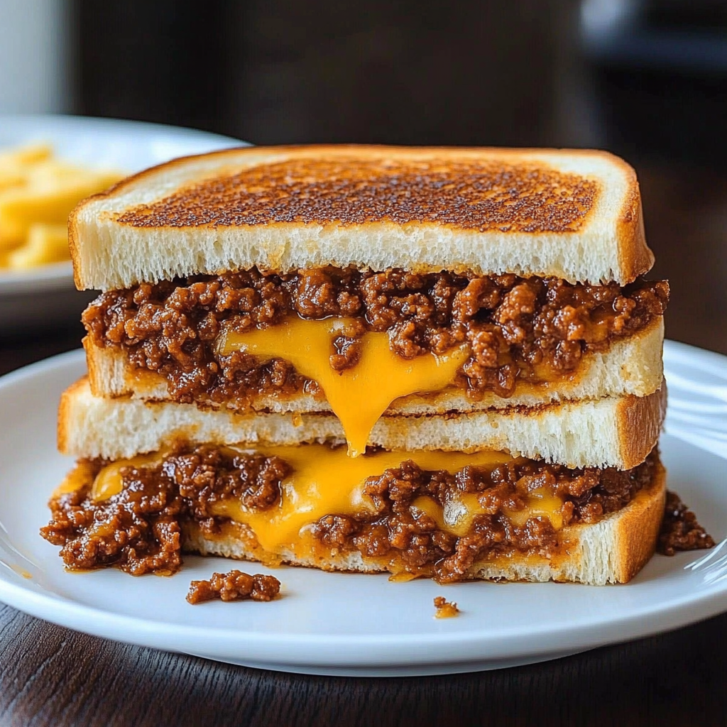 Recipe preparation for Sloppy Joe Grilled Cheese