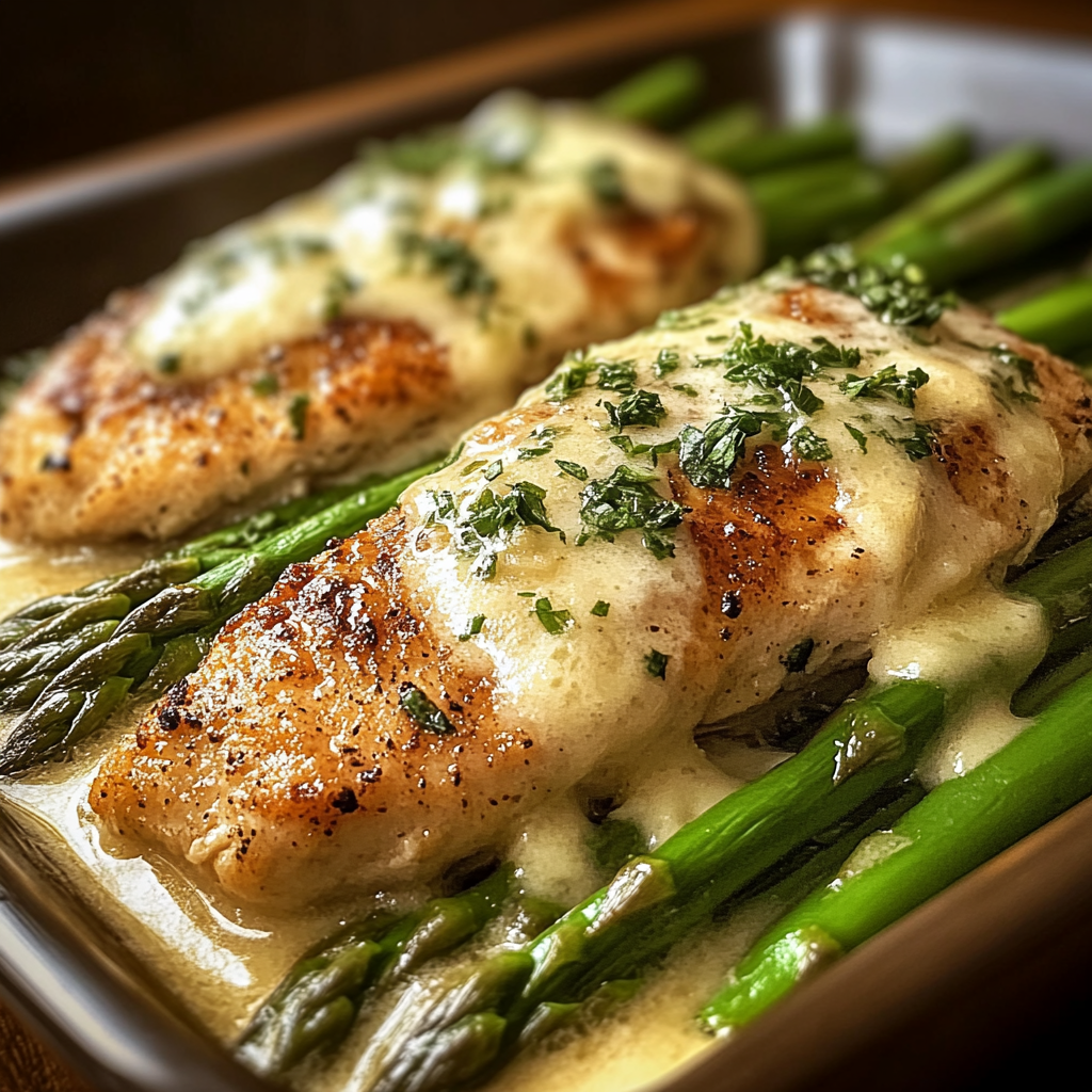 Recipe preparation for Caesar Chicken with Asparagus