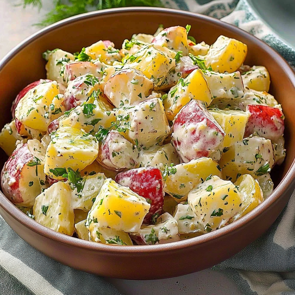 Recipe preparation for Creamy Red Potato Salad