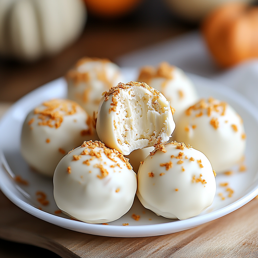 Recipe preparation for White Chocolate Pumpkin Truffles